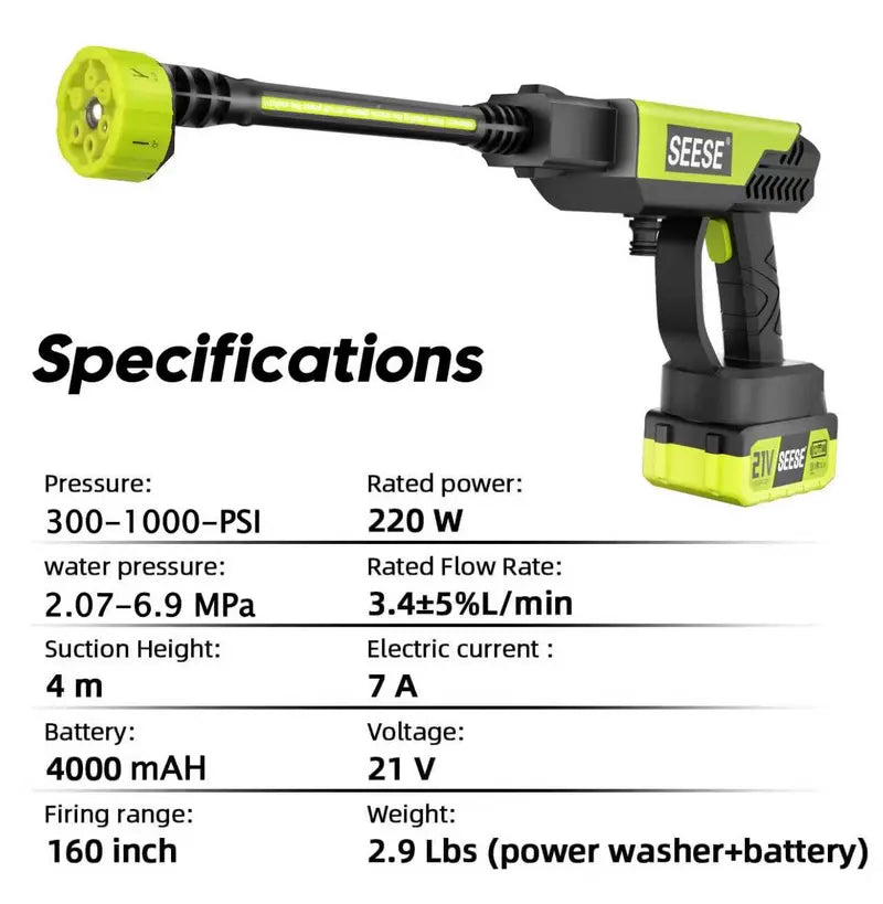 SEESE HydroBlast™ Cordless Power Washer